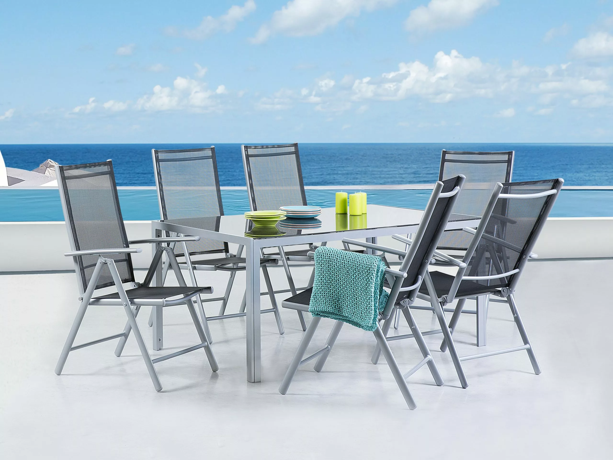 Beliani 6-istuttava Musta Alumiininen Ulkoruokailuryhmä CATANIA - Image 2