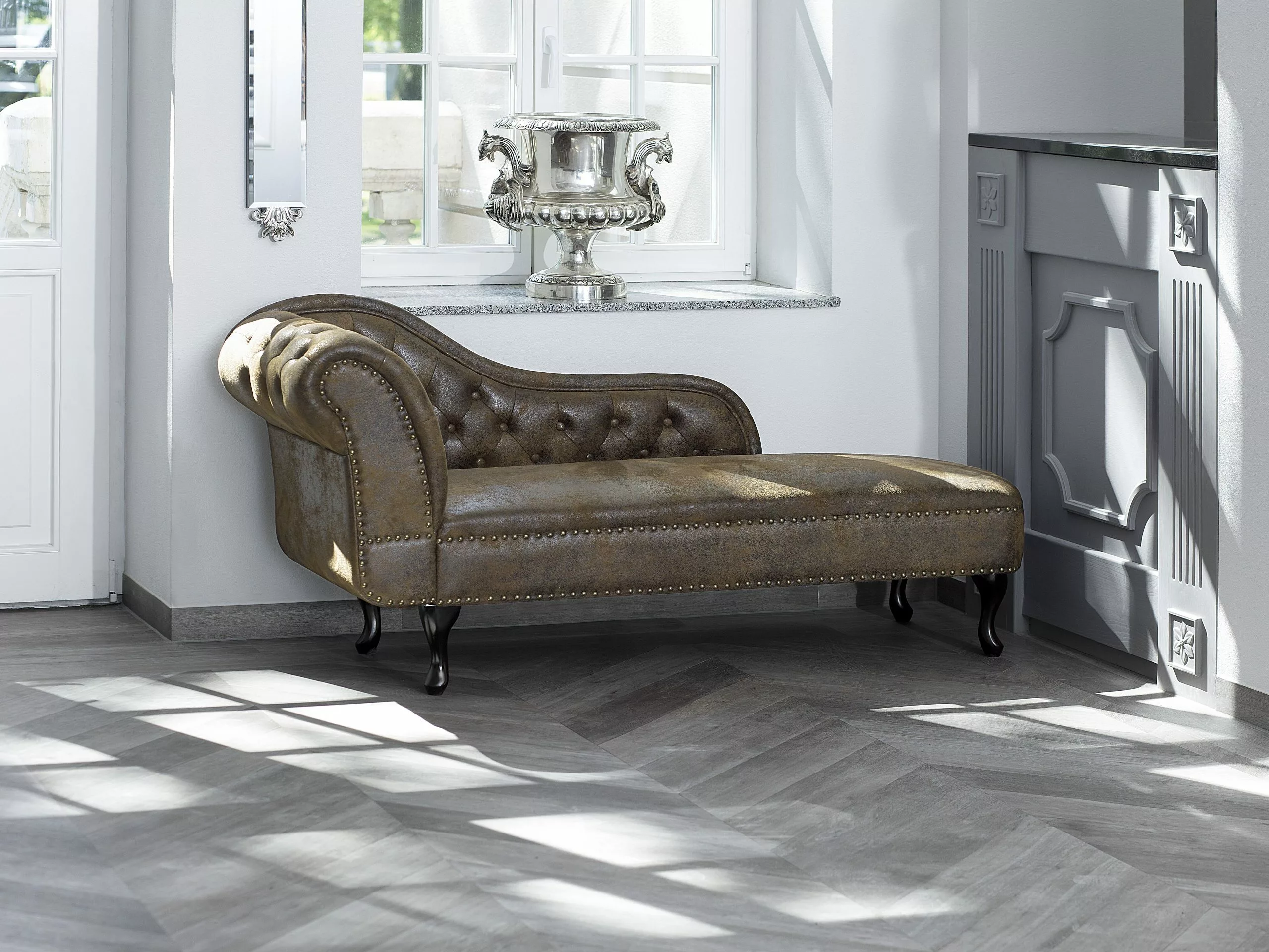 Beliani Divaani Keinonahkainen Vasenkätinen Ruskea NIMES - Image 2