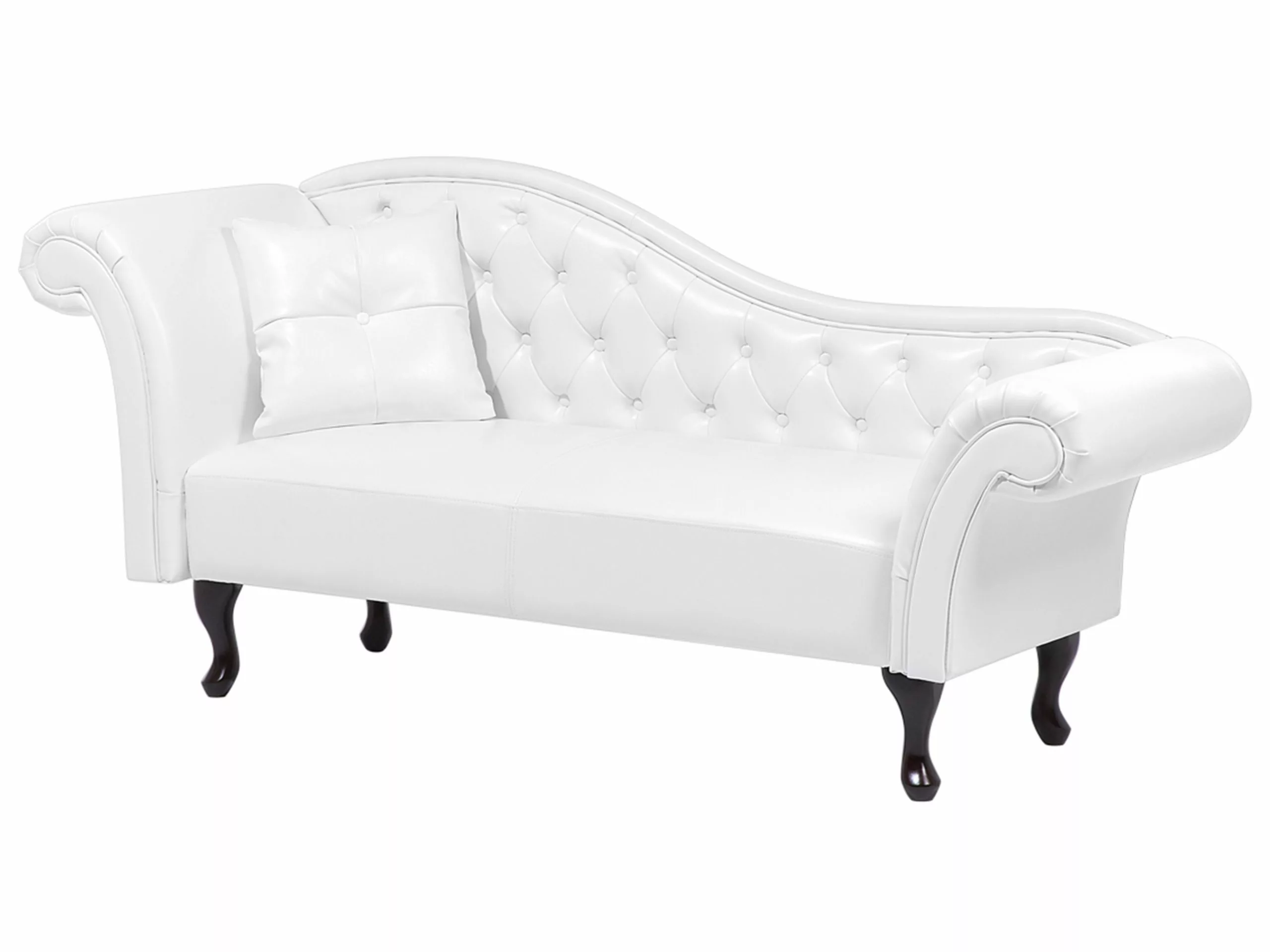 Beliani Divaani Keinonahkainen Vasenkätinen Valkoinen LATTES - Image 3