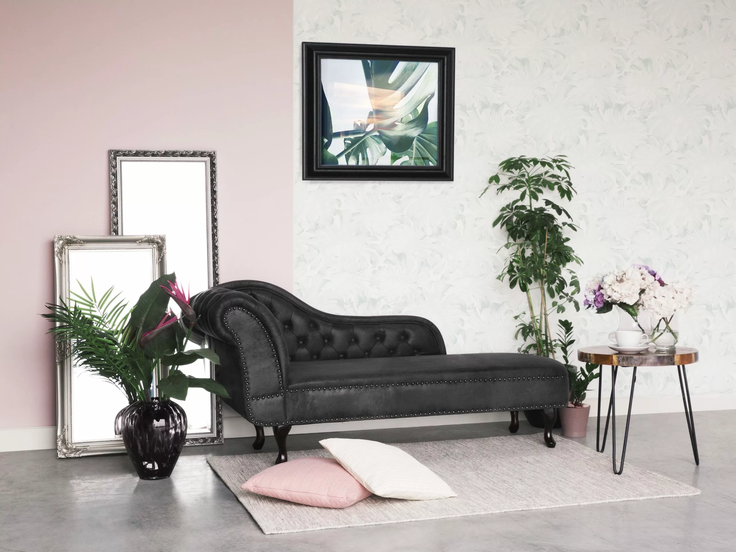 Beliani Divaani Keinonahkainen Vasenkätinen Tummanharmaa NIMES - Image 2