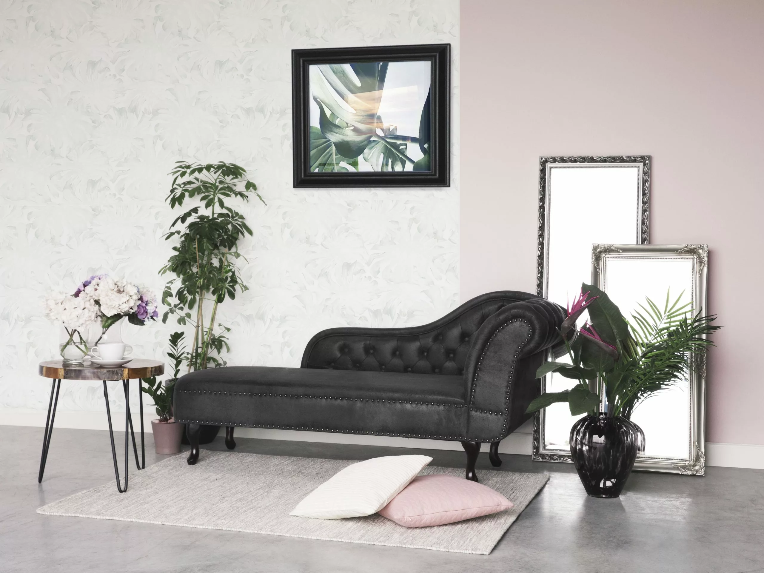 Beliani Divaani Keinonahkainen Oikeakätinen Tummanharmaa NIMES - Image 2