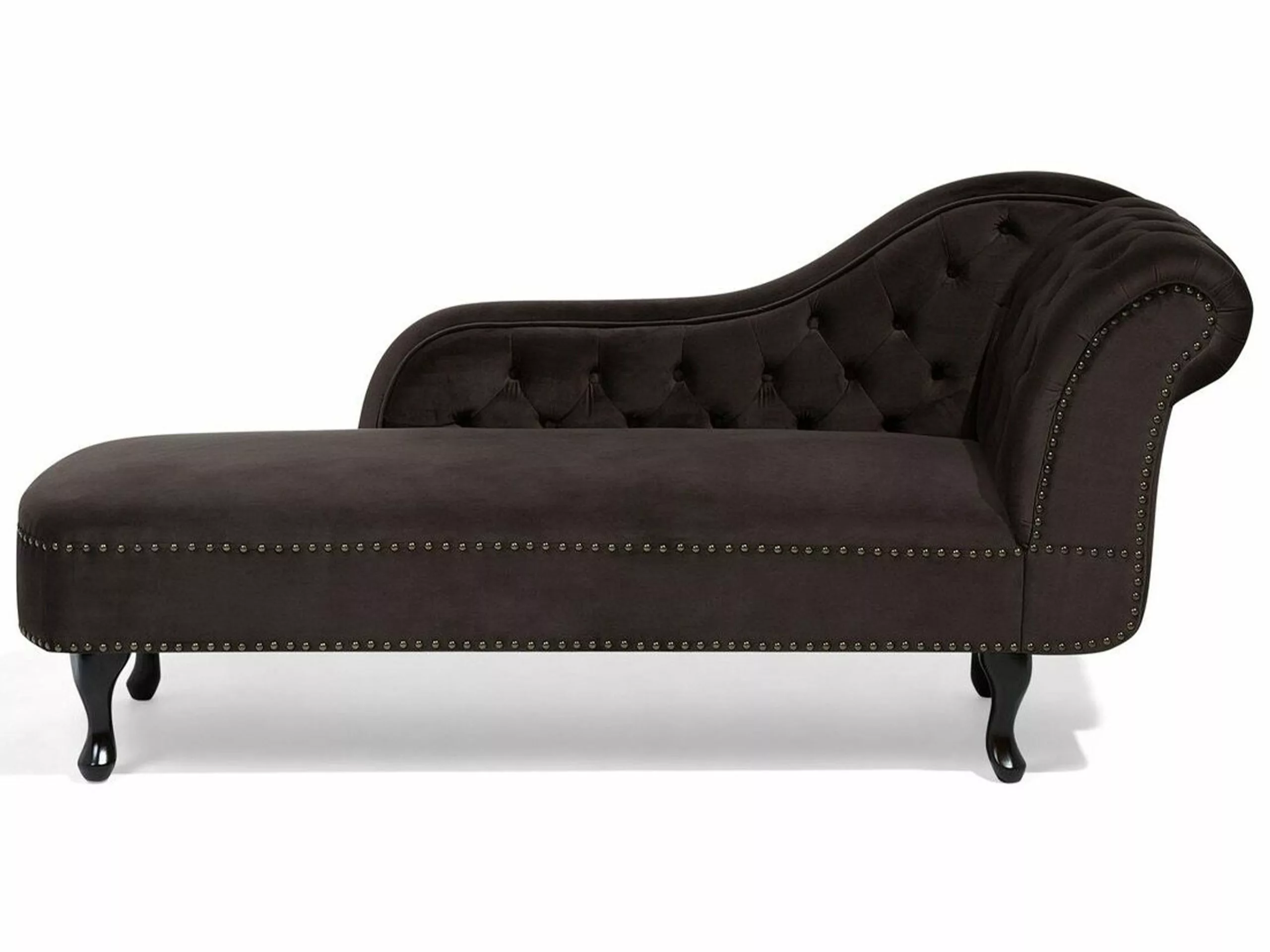 Beliani Samettinen Tummanruskea Divaani Oikeakätinen NIMES