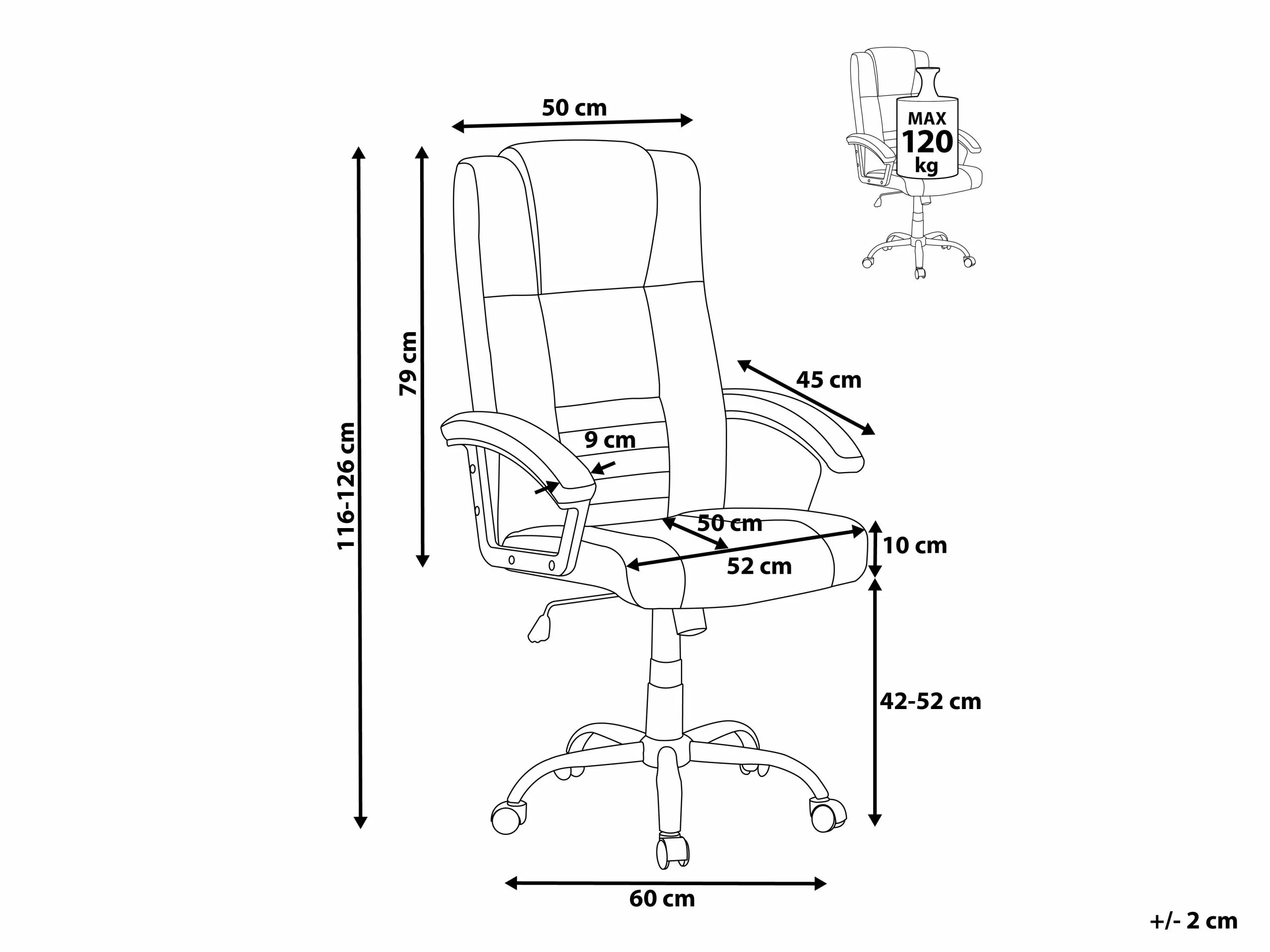 Beliani Hierova Työtuoli Keinonahka Musta COMFORT - Image 10