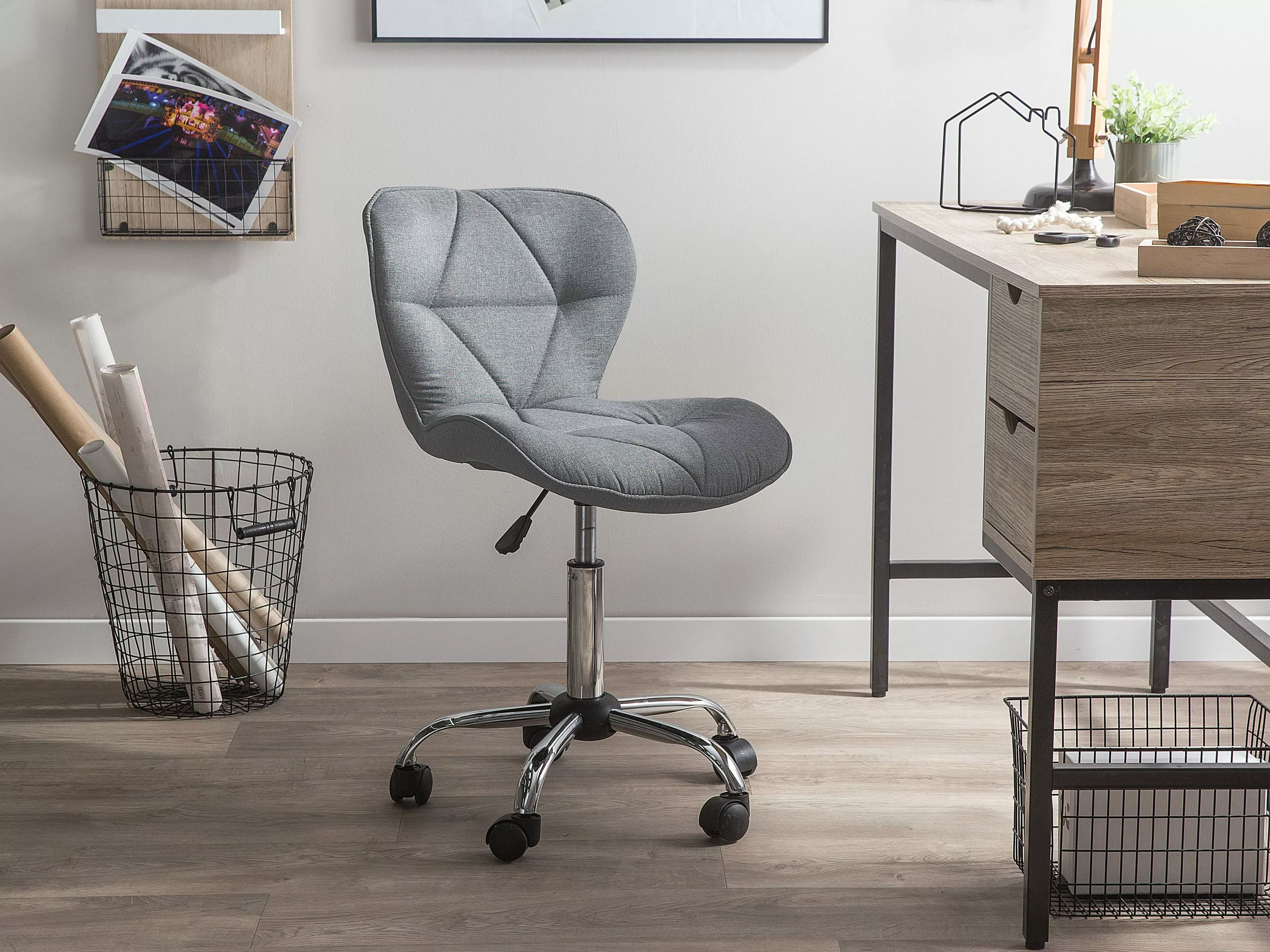 Beliani Työtuoli Kankainen Harmaa VALETTA - Image 2
