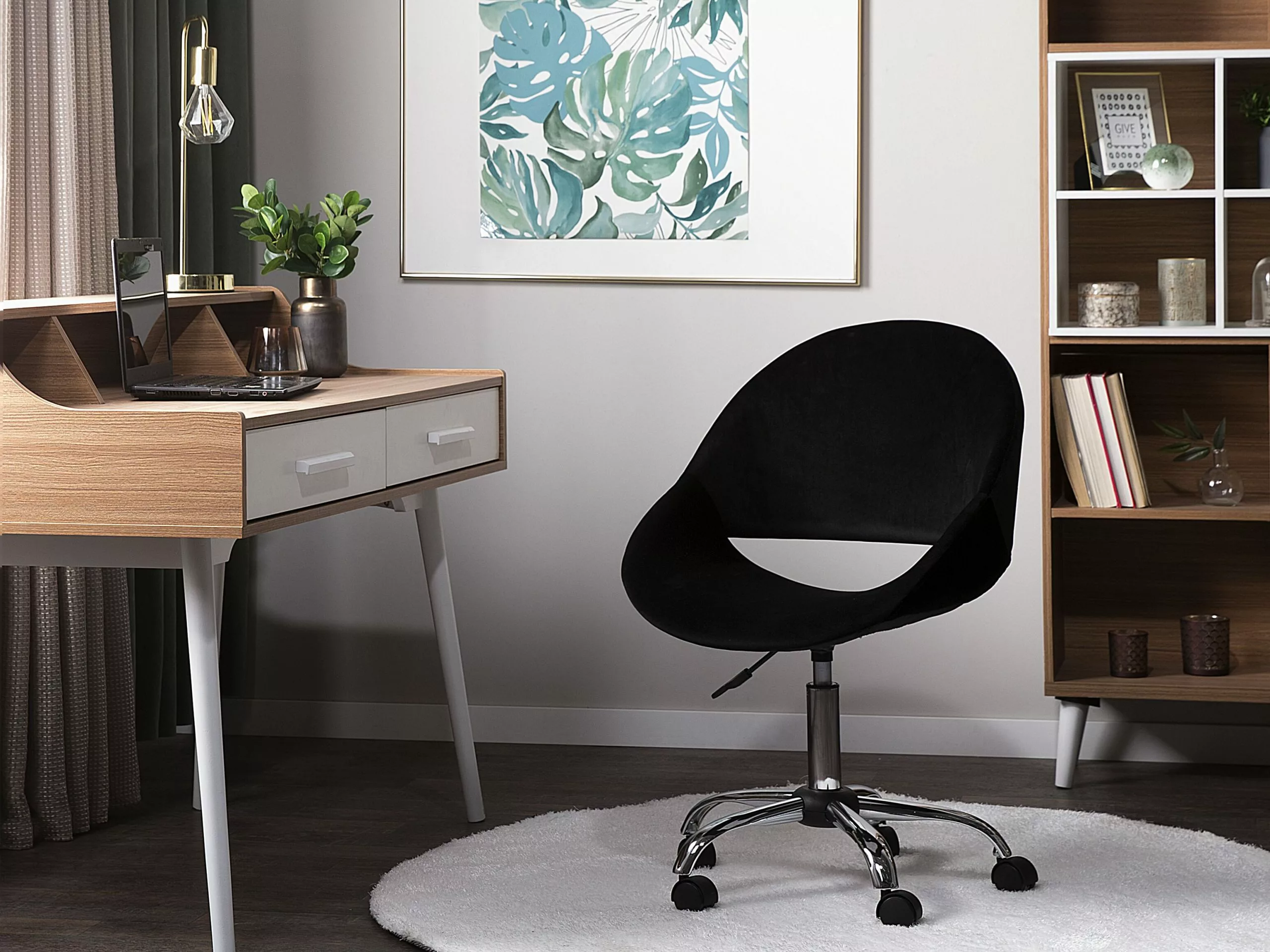 Beliani Työtuoli Samettinen Musta SELMA - Image 2