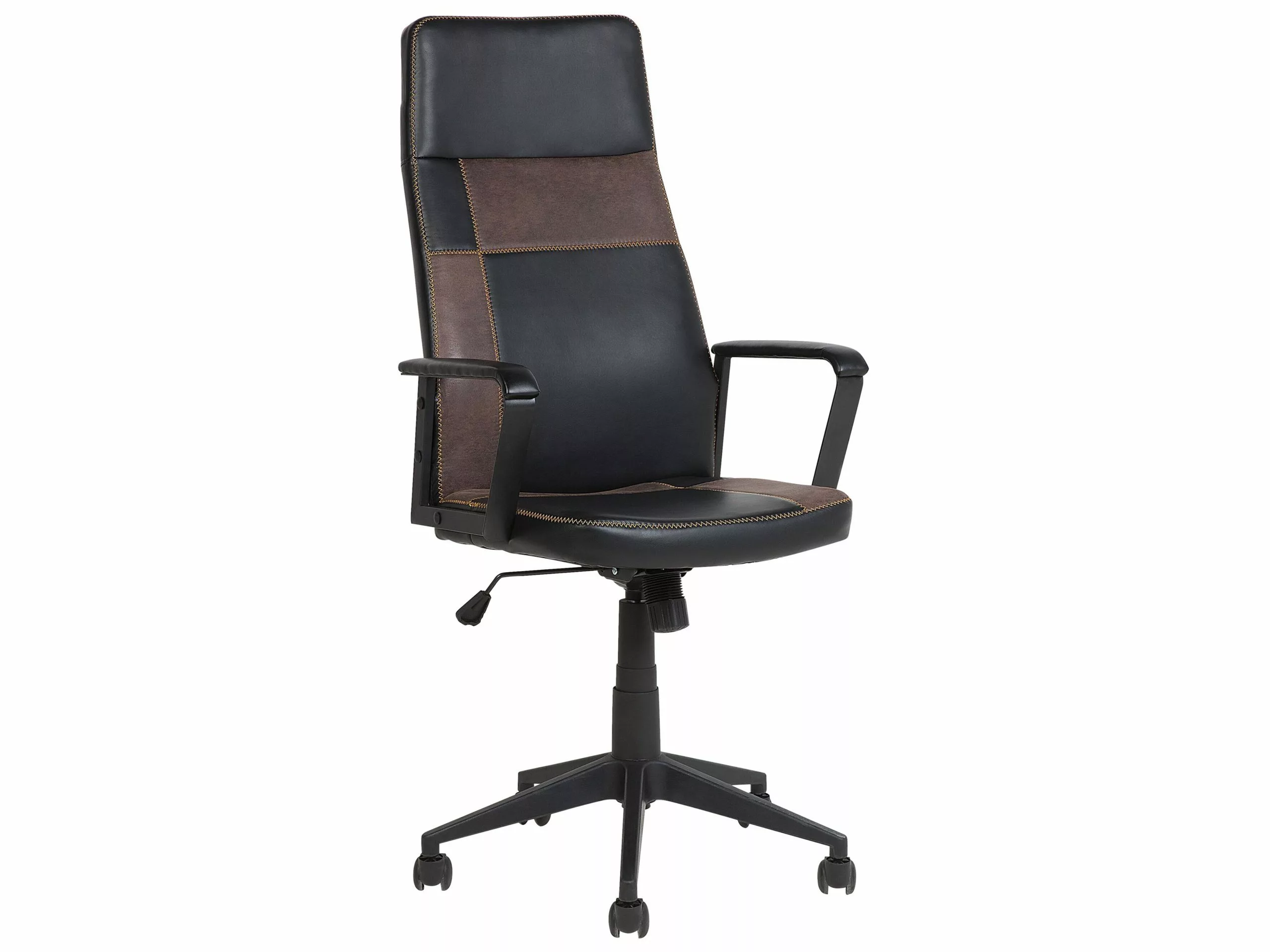 Beliani Työtuoli Keinonahkainen Mustaruskea DELUXE