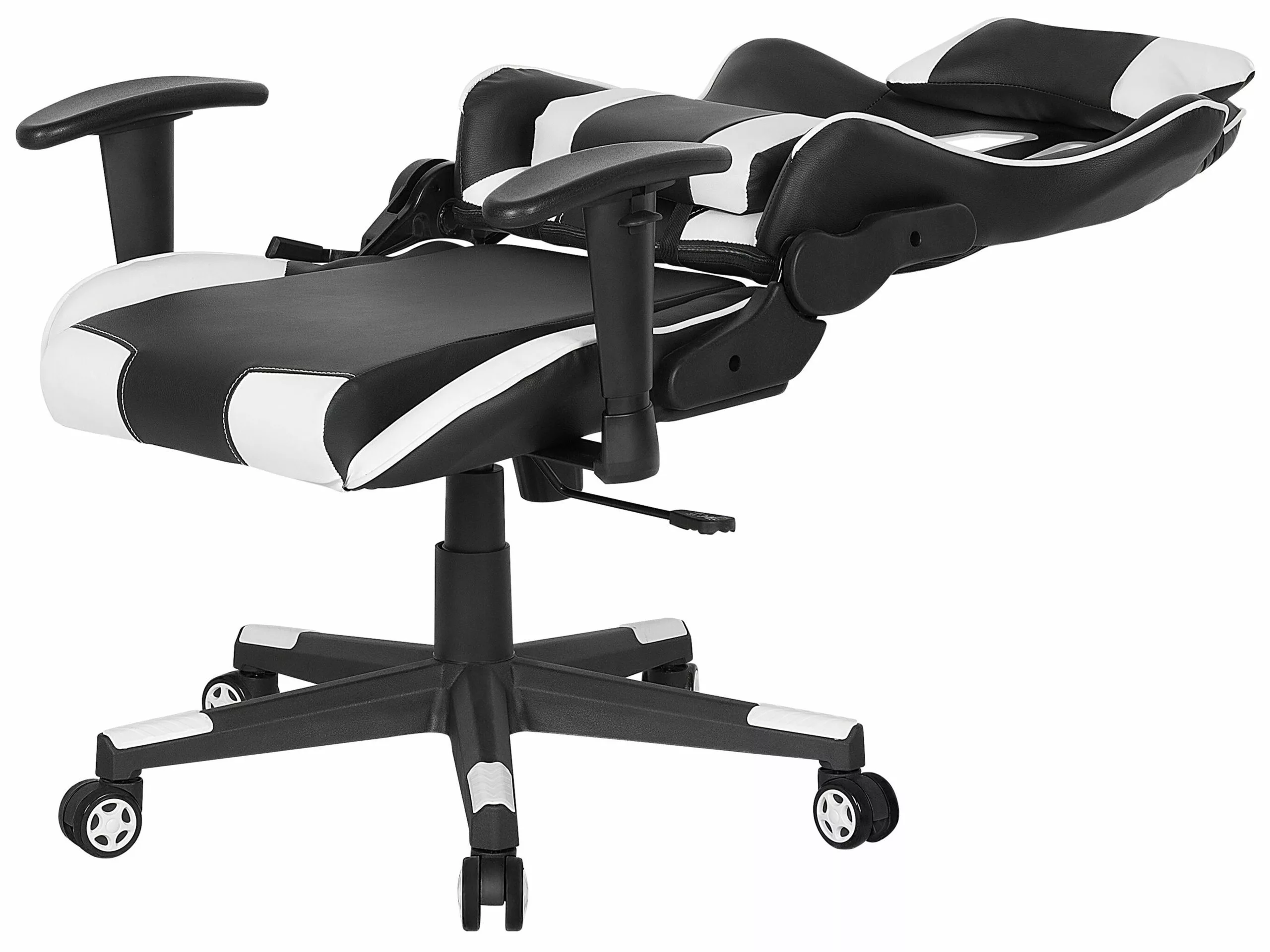 Beliani Työtuoli Keinonahkainen Mustavalkoinen GAMER - Image 6
