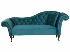 Beliani Divaani Sametti Oikeak. Sinivihreä LATTES