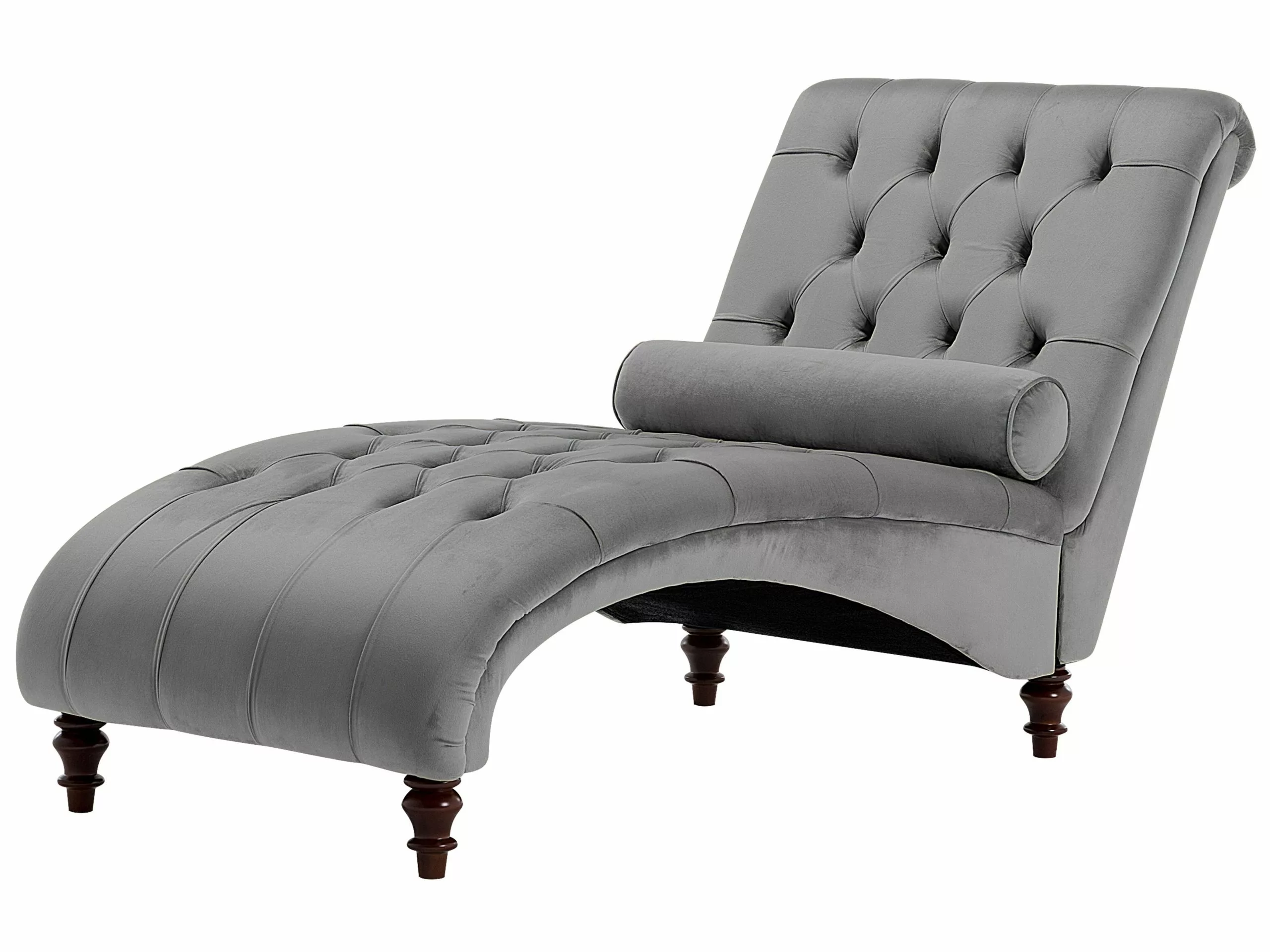 Beliani Divaani Samettinen Vaaleanharmaa MURET - Image 3