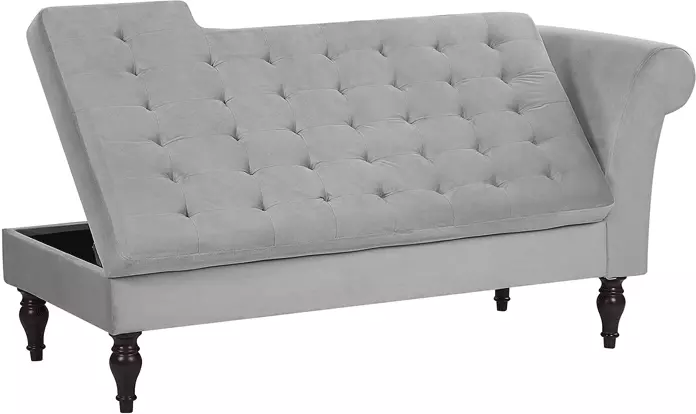 Beliani Divaani Säilytystilalla Vaaleanharmaa Sametti PESSAC - Image 4