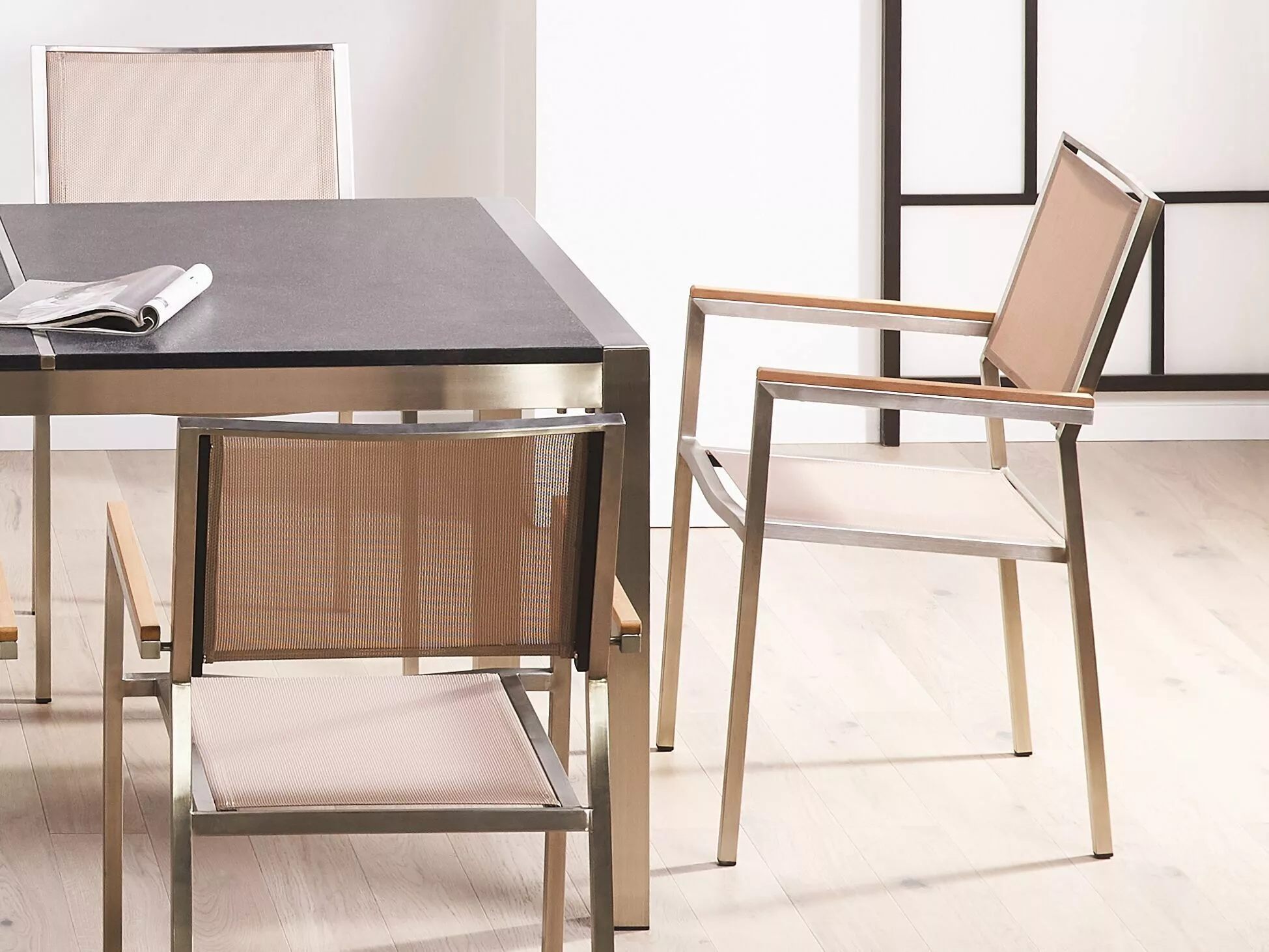 Beliani Puutarhatuoli Kangas Beige 6 Kpl GROSSETO - Image 3