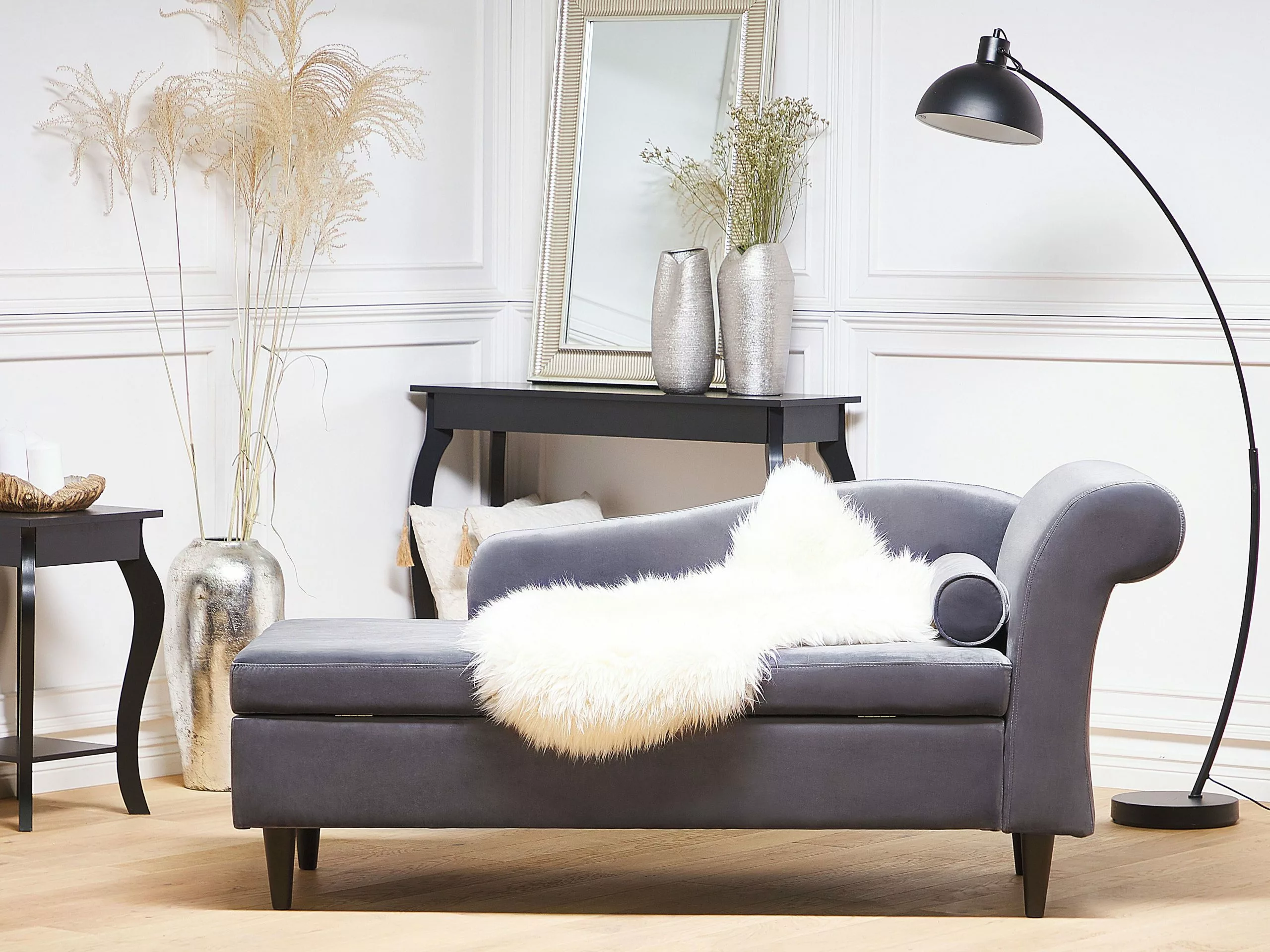 Beliani Divaani Oikea Samettinen Tummanharmaa LUIRO - Image 2