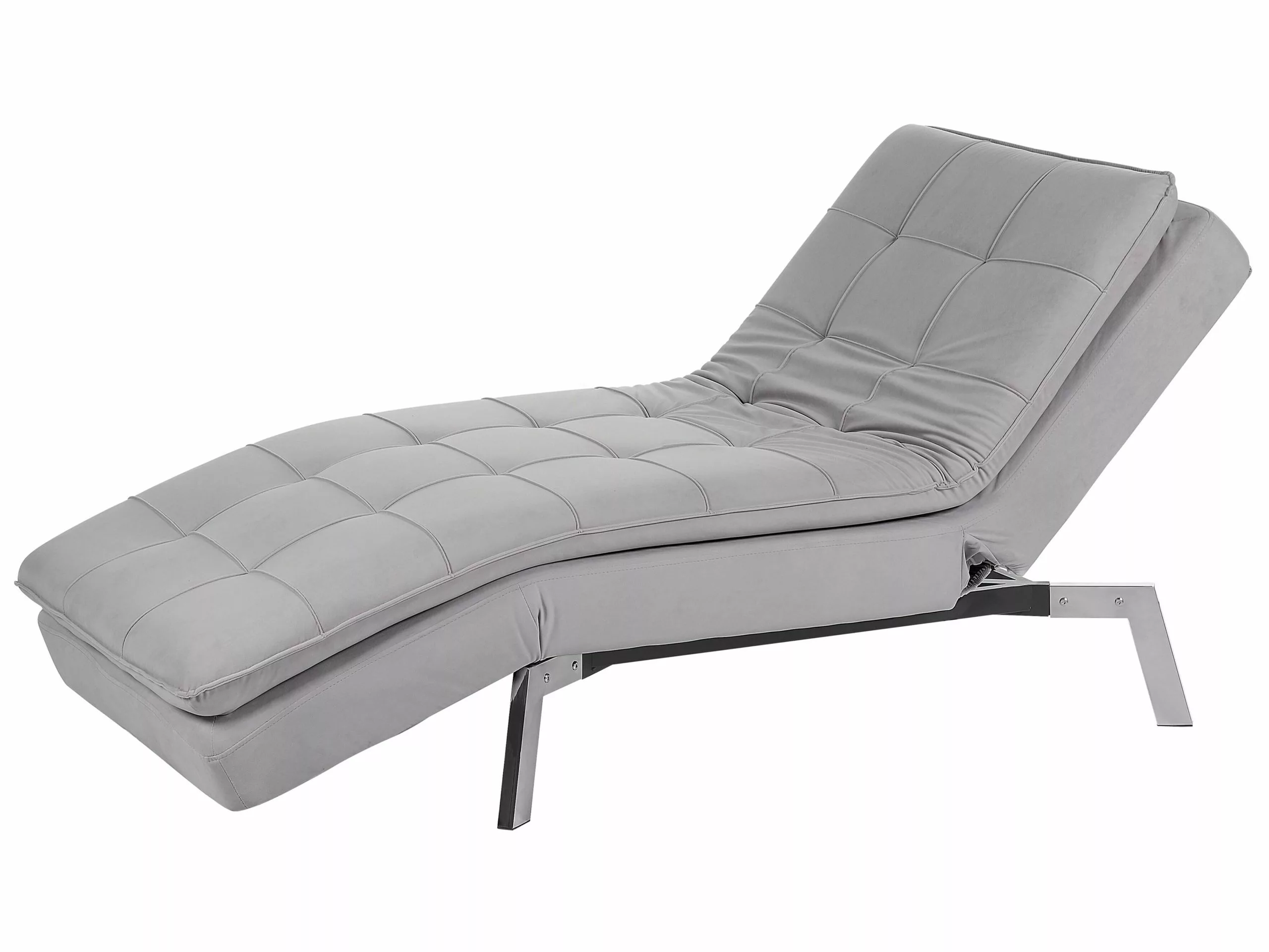 Beliani Divaani Samettinen Vaaleanharmaa LOIRET - Image 6