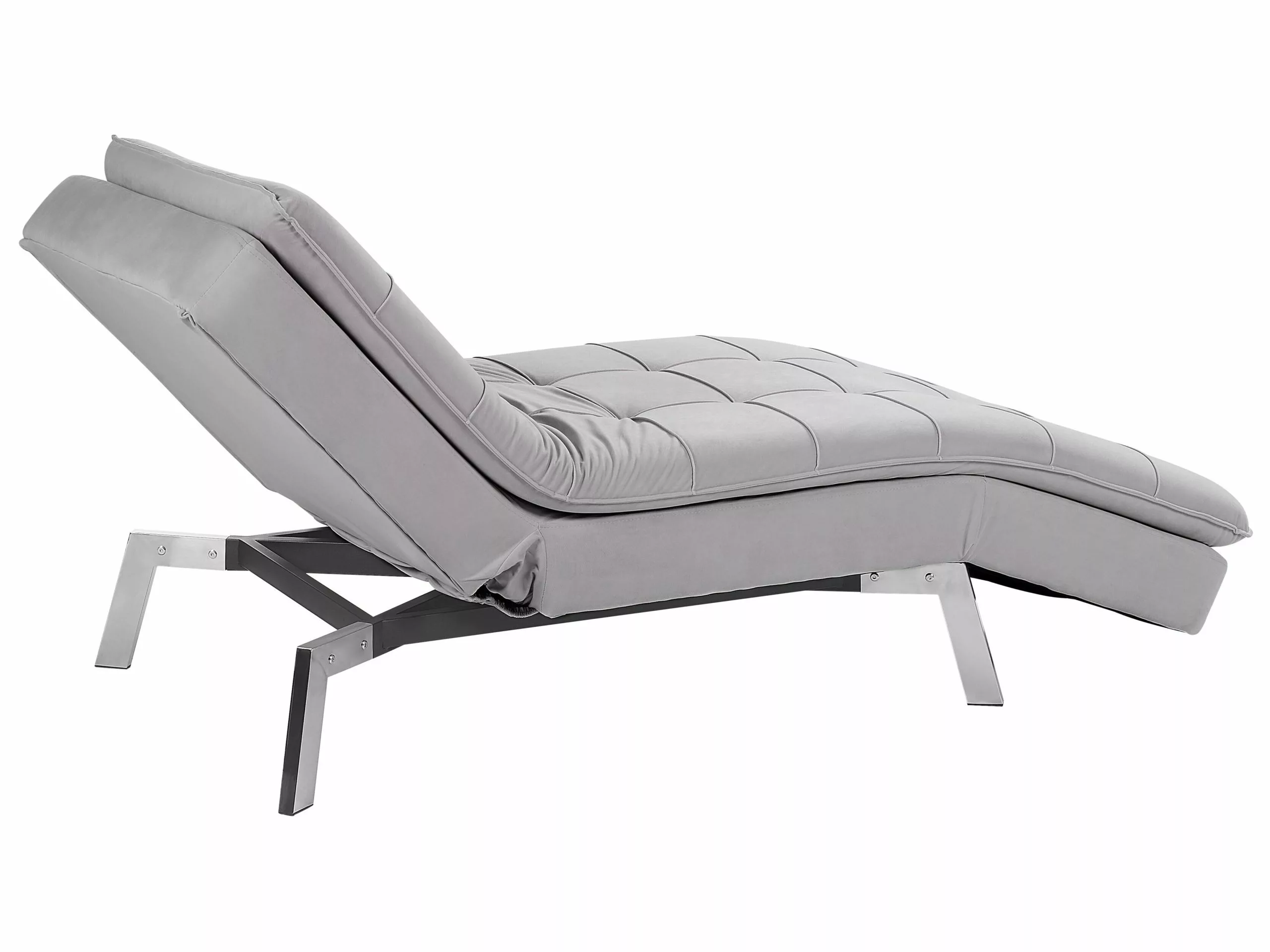 Beliani Divaani Samettinen Vaaleanharmaa LOIRET - Image 8