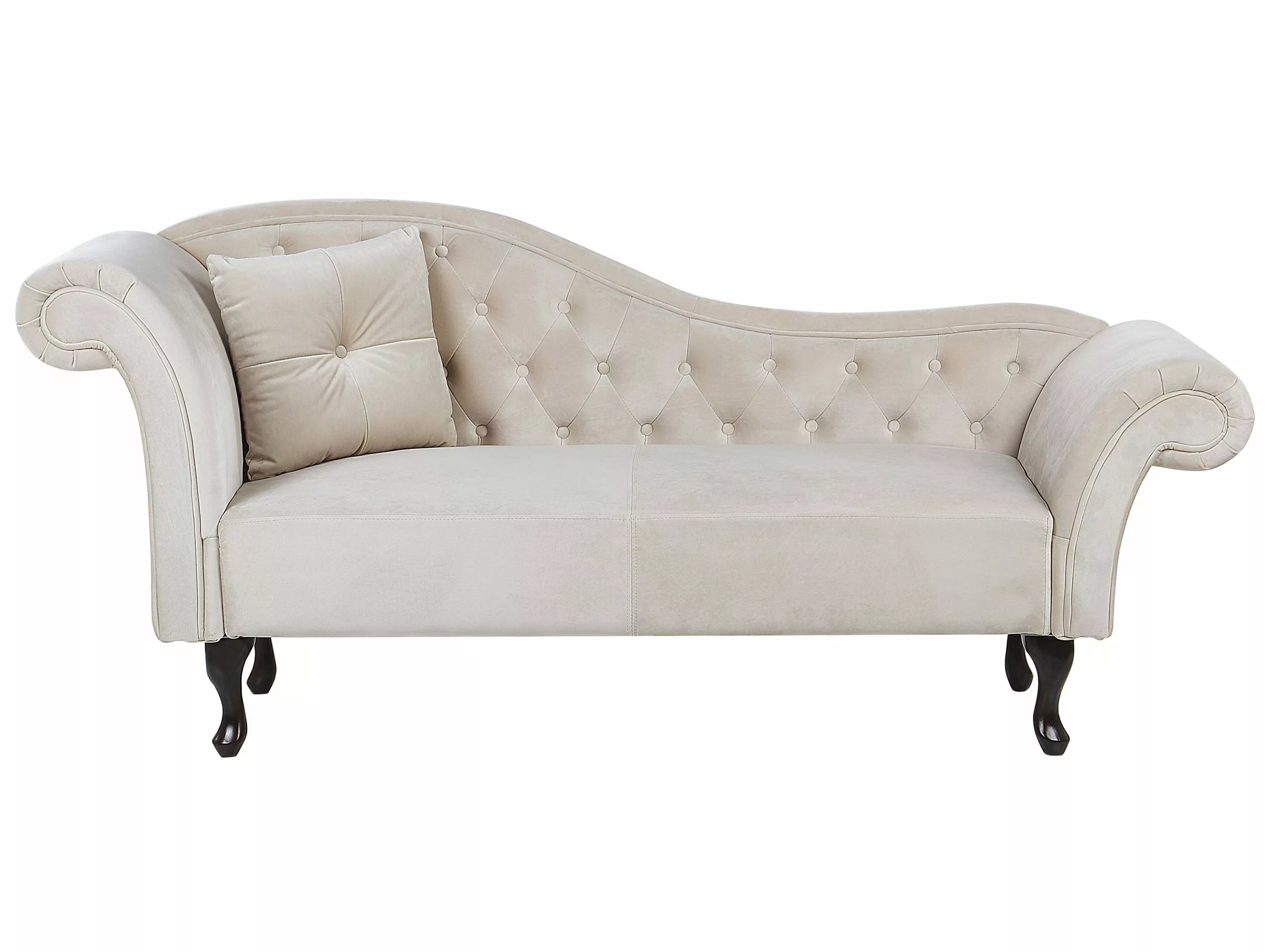 Beliani Divaani Samettinen Vasenkätinen Beige LATTES