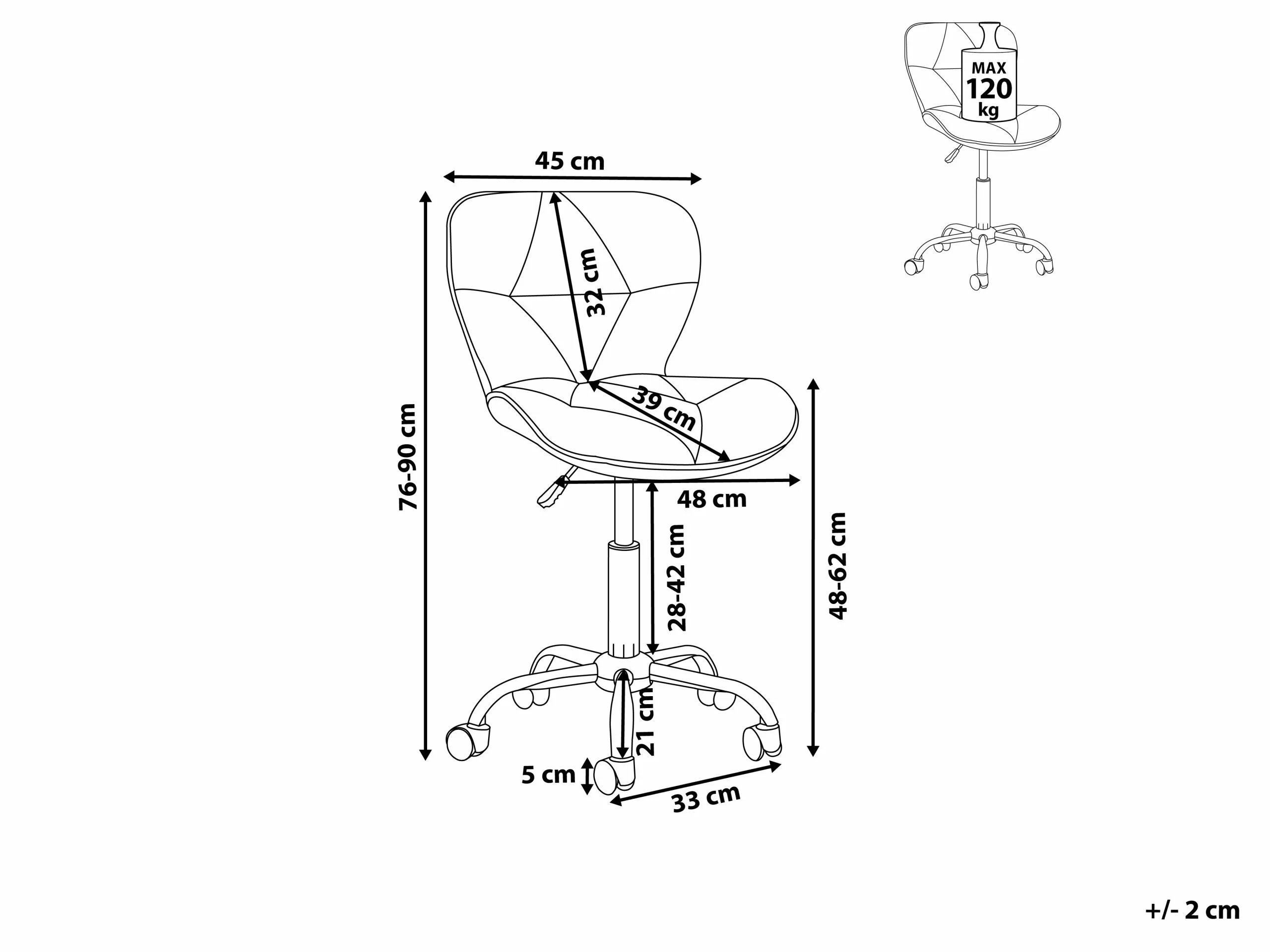Beliani Työtuoli Keinonahkainen Beige VALETTA - Image 10