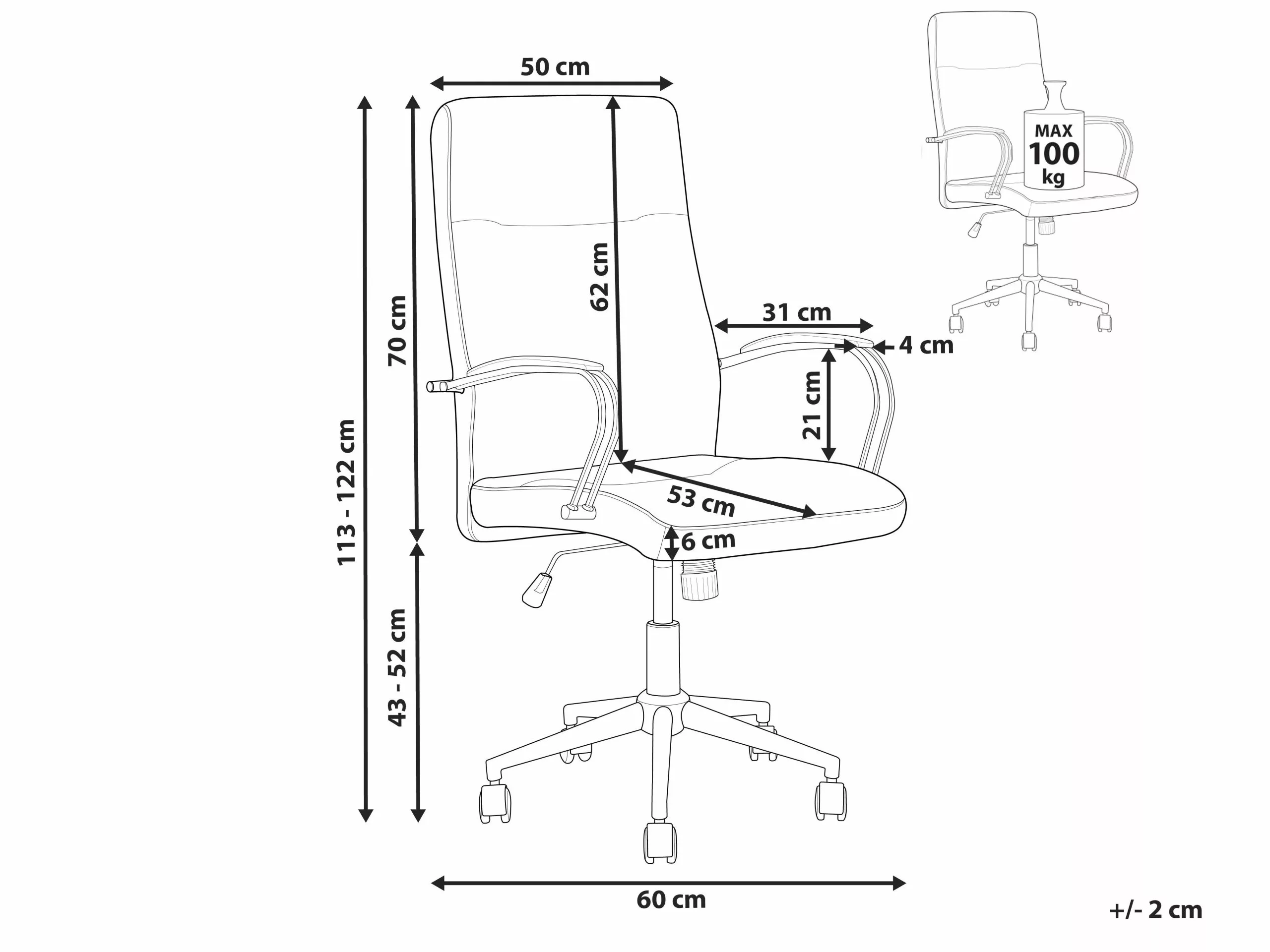 Beliani Työtuoli Keinonahkainen Musta OSCAR - Image 10