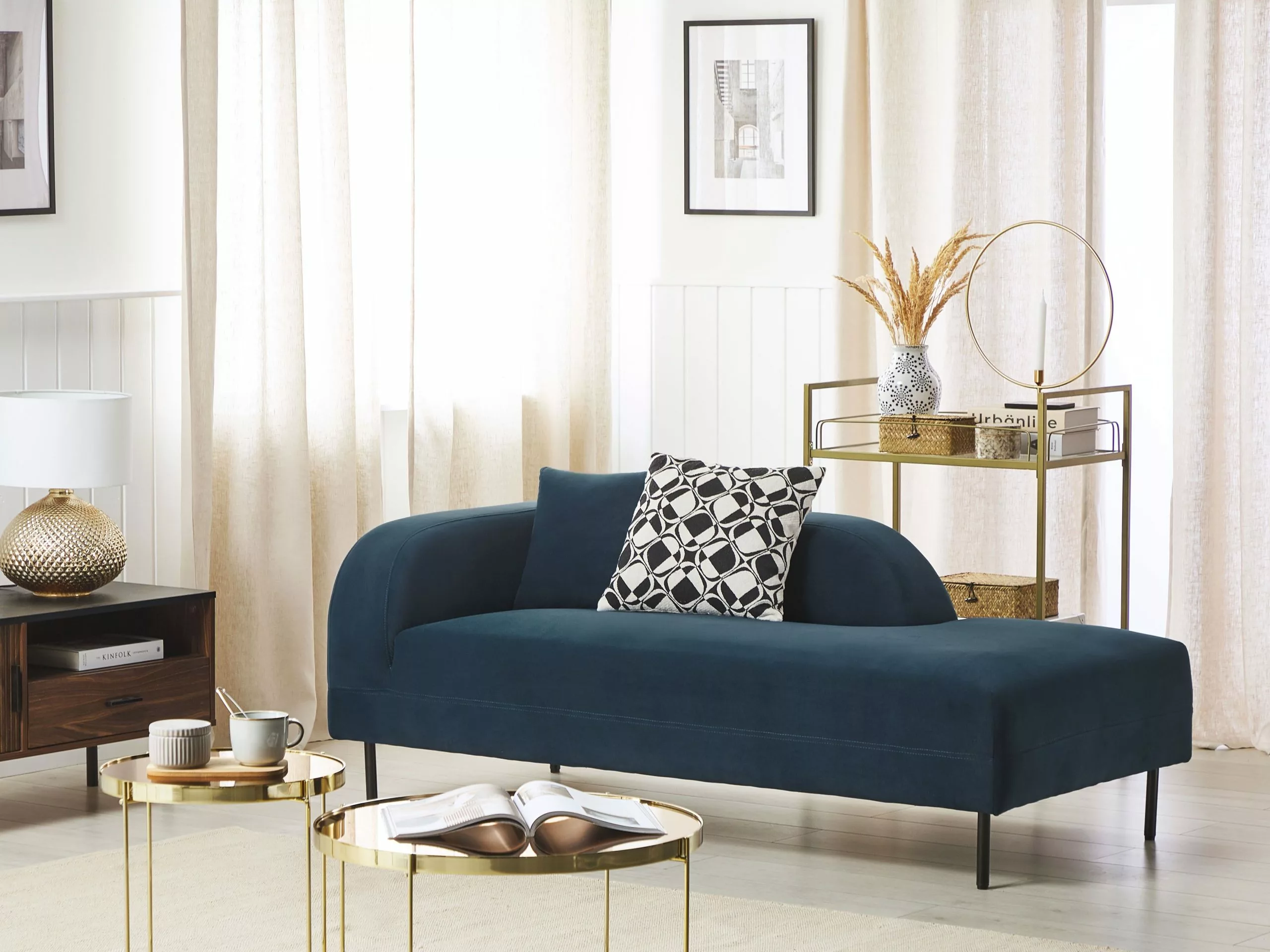 Beliani Divaani Sametti Vasenk. Laivastonsininen LE CRAU - Image 2