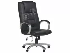 Beliani Hierova Työtuoli Keinonahka Musta GRANDEUR II