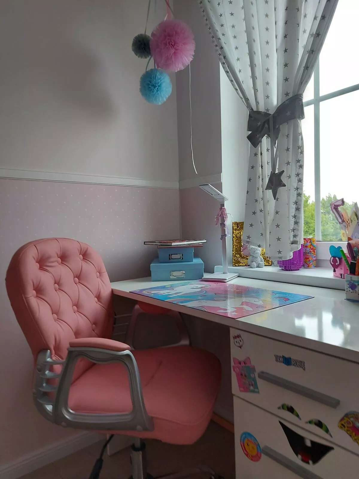 Beliani Työtuoli Keinonahka Vaaleanpunainen PRINCESS - Image 3