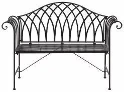 Beliani Musta Rautainen Puutarhapenkki 130 Cm MILAZZO