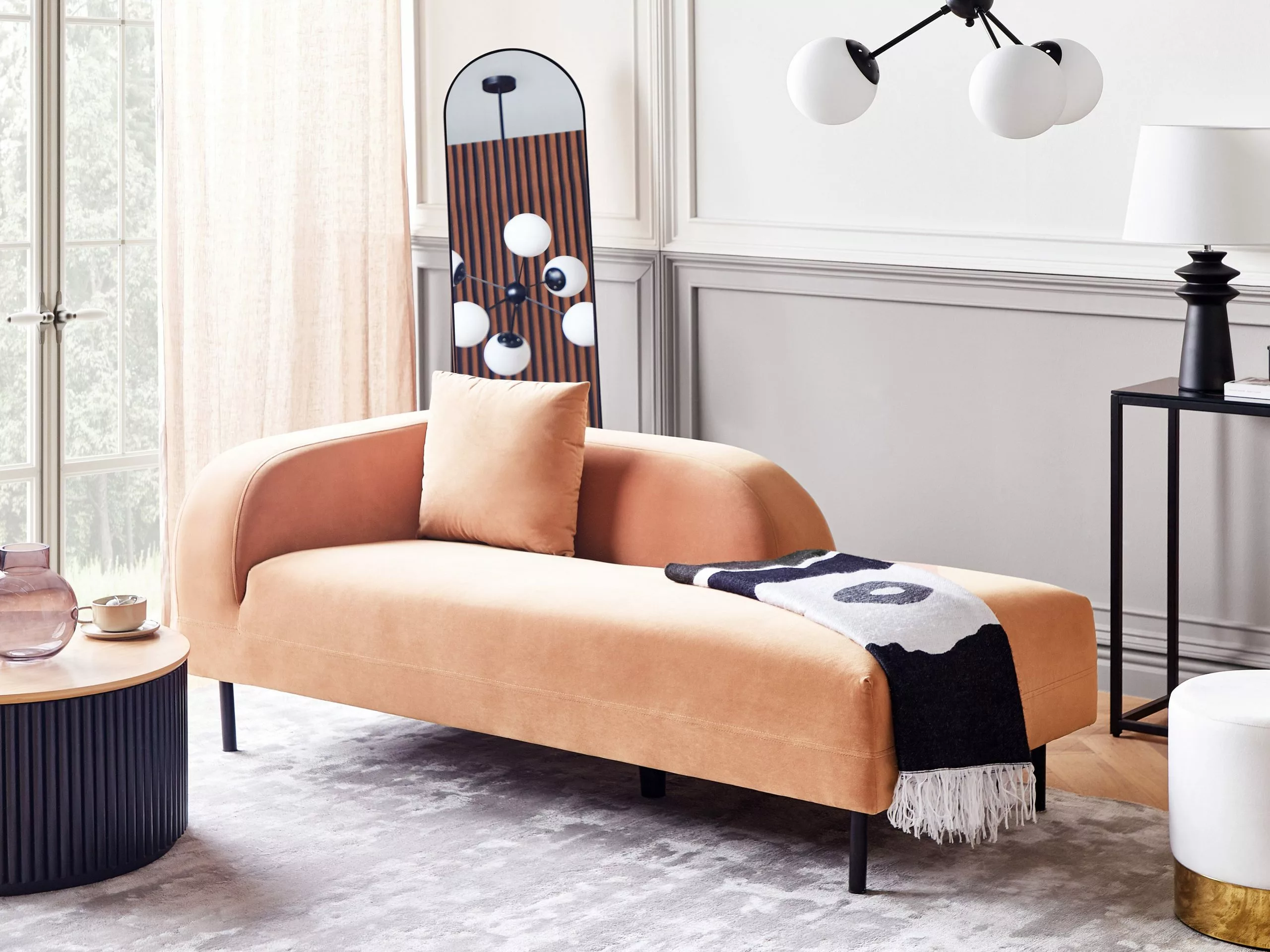 Beliani Divaani Sametti Vasenk. Persikka LE CRAU - Image 2