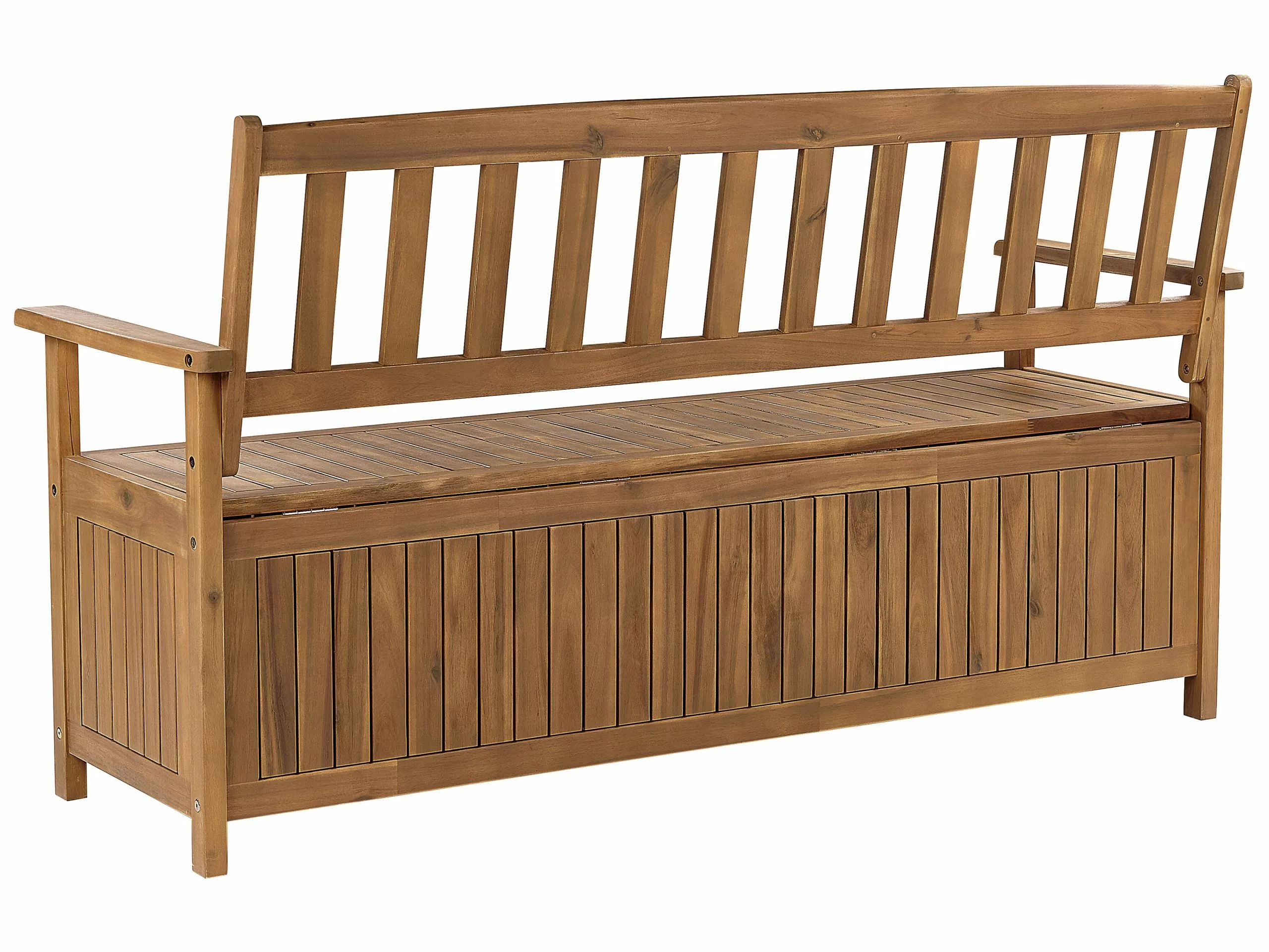 Beliani Puutarhapenkki Vaalea Akasiapuu Säilytystila 160 Cm SOVANA - Image 6