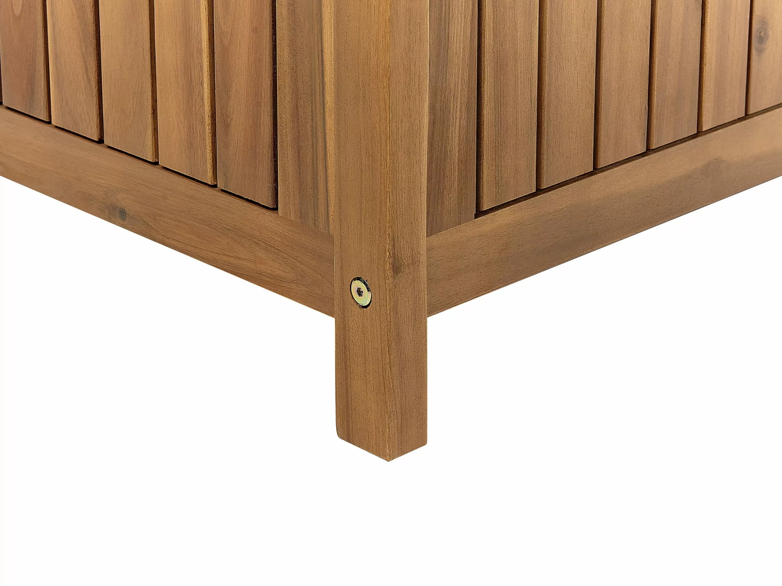 Beliani Puutarhapenkki Vaalea Akasiapuu Säilytystila 160 Cm SOVANA - Image 9