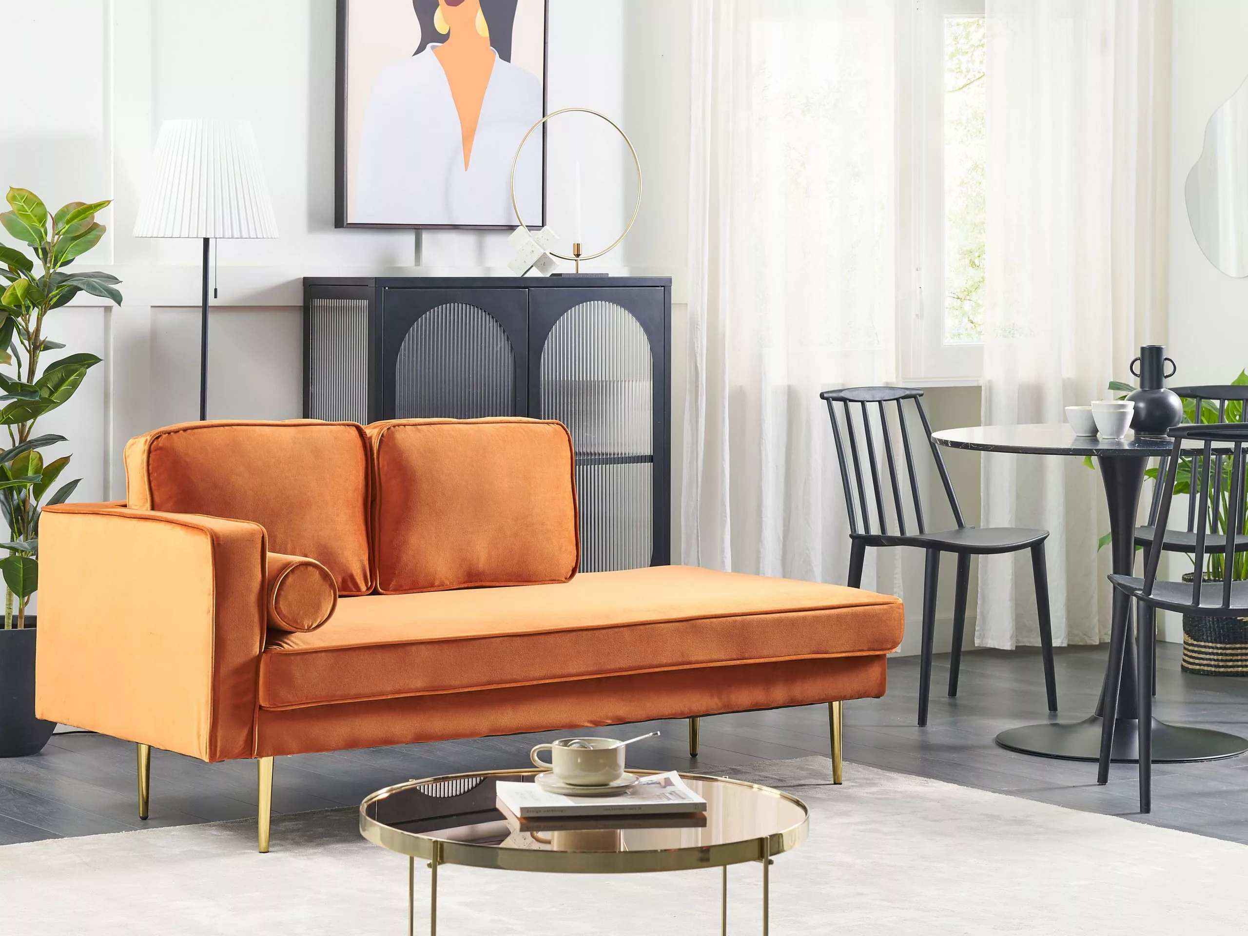 Beliani Divaani Sametti Vasenk. Oranssi MIRAMAS - Image 2