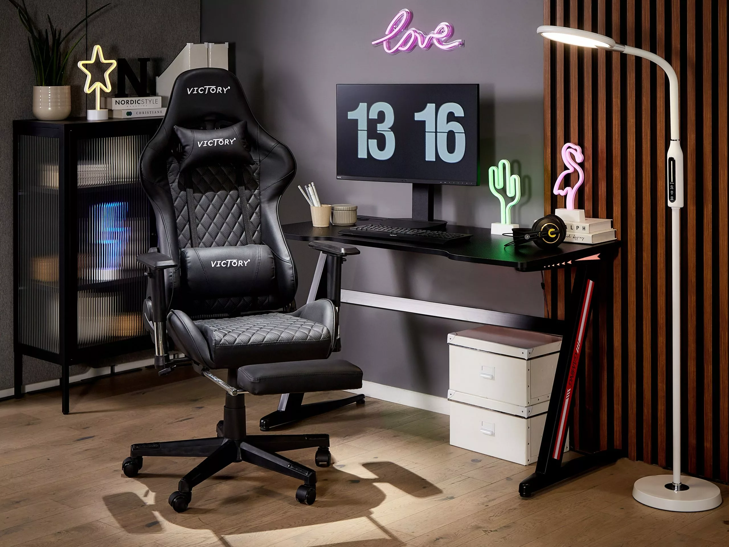 Beliani Pelituoli Keinonahka Musta VICTORY - Image 2