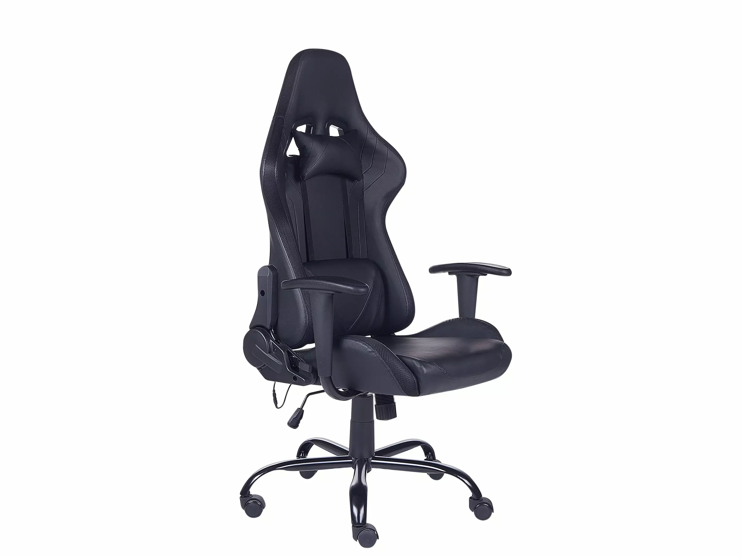 Beliani Pelituoli Keinonahka LED-valo Musta GLEAM - Image 4